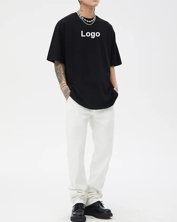 Custom Printing Vintage Blank Brand Solid Color Breathable Round-collar Tops Unisex Plain Men Women T-shirts gallery 5
