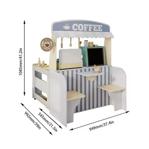 2-in-1 Wooden Pretend Play Set Mini Coffee Shop Kitchen DIY Baby Role-Playing Cooking Toy Paradise for Girls Boxed Small Shop