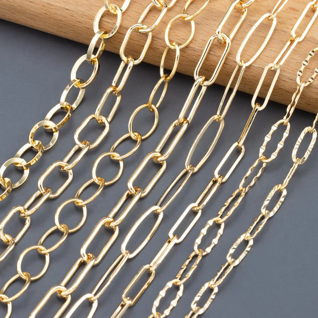 C126  wholesale 18K gold plated Chain Diy Choker Necklace Chain For Women Jewelry Making Accessories, 1m/lot