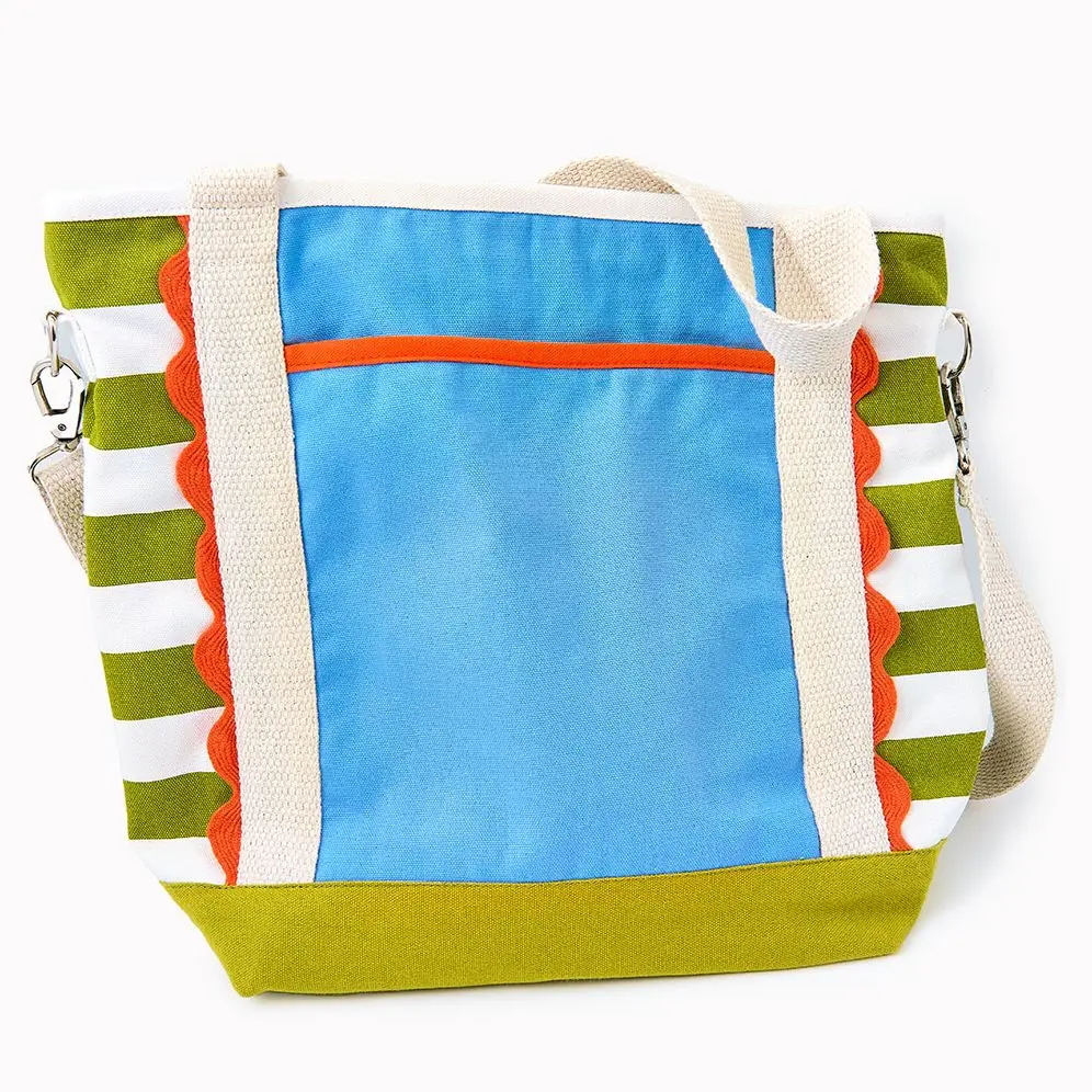 Large Women's Weekender Tote Bag Printed Eco-Friendly Cotton Canvas Beach Bag with Polyester Lining