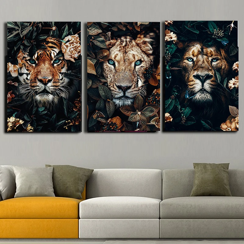 Póster De Animales Para Decoración Del Hogar,Cuadro De Tigre,León,Jungla,Arte  De Pared,Lienzo,Imágenes Para Sala De Estar,Decoración Del Hogar - Buy  Cartel Animal,Tigre De Los Leones De La Pared De Arte,Casa Decoración  Pintura Product