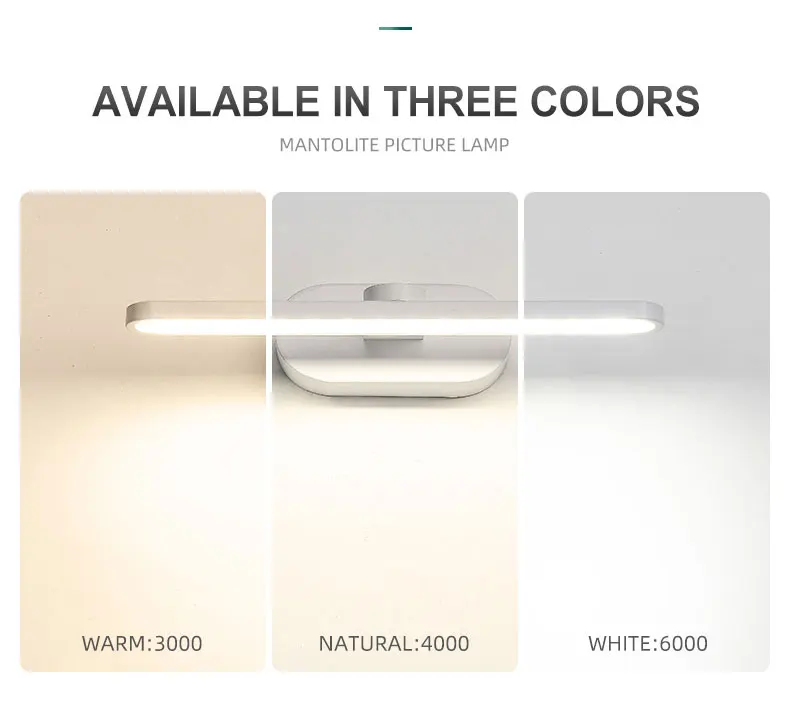 Amazon Hot Sale indoor LED Mirror Aluminum Acrylic Hotel IP20 Wall Lamp IP44 White boby Bathroom Light