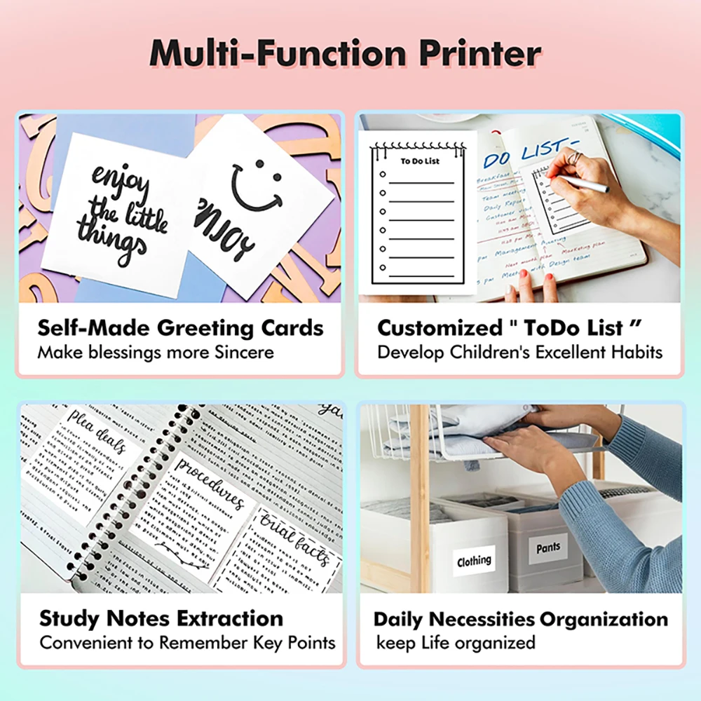 Custom Private Fashion Logo Mini Handheld Printer Portable 58mm Photo Label Mobile Sticker Thermal Printer for Kids Study supplier