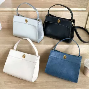 New Simple Fashion Hand Bags Square Solid Mini Tote Bag PU Luxury Versatile Shoulder Bags for Women 2026