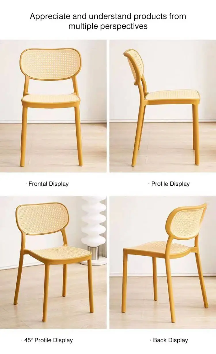 Hot Sale Rattan Furniture Restaurant Dining Pp Plastic Rattan Chairs Stackable Durable Backrest