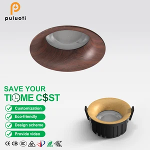 75mm 90-95mmm LED 60° Recessed Downlight 12W 15W 3000K Walnut Log Color Anti-glare Eye protection Living Room Bedroom Spot Light