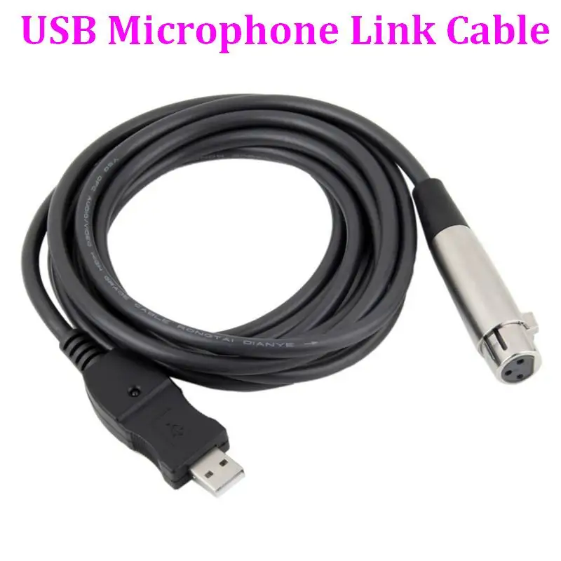 XLR 3 Pin Female to USB 2.0 Male Microphone Link Adapter Converter Cable  Wire 3m