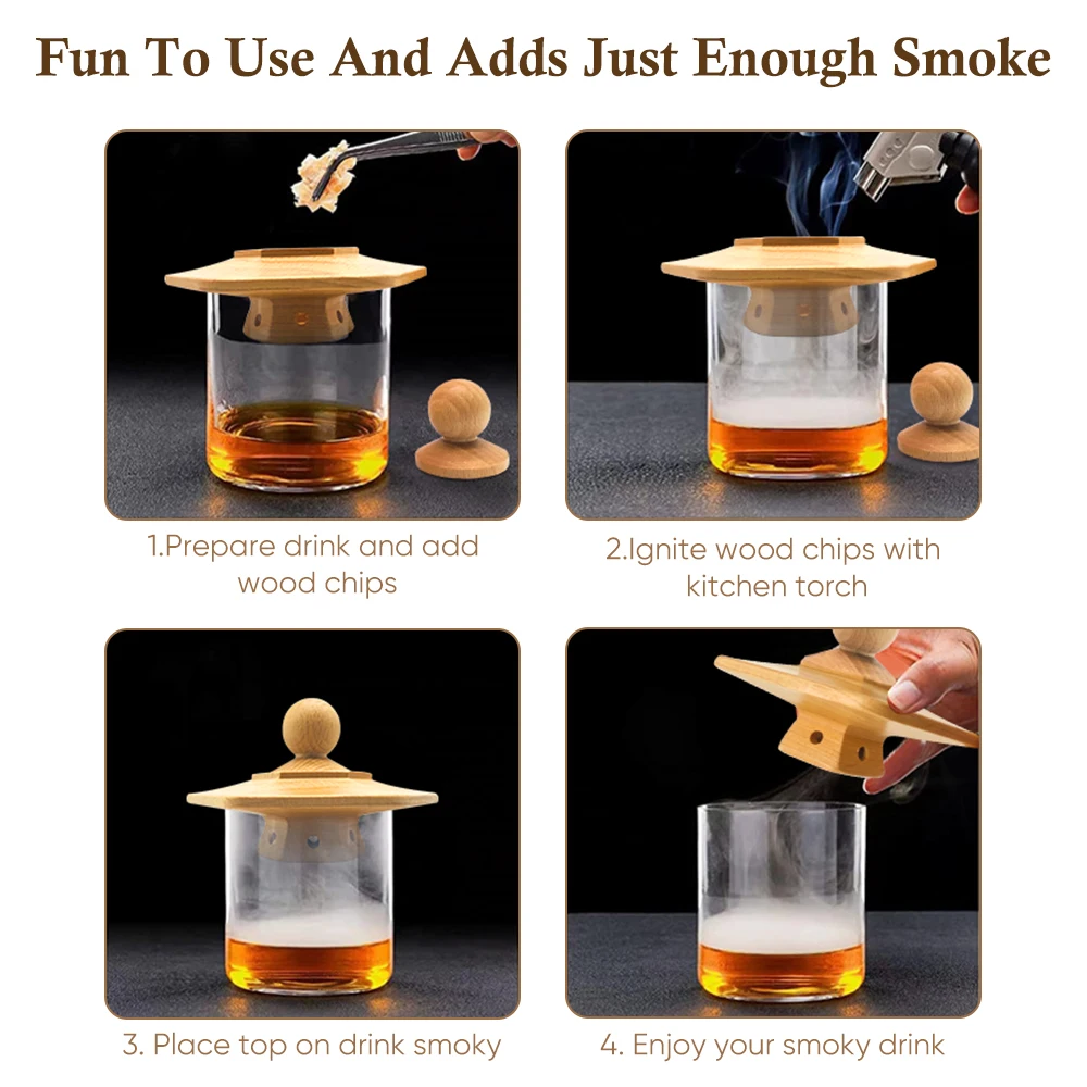 4 Flavors Wood Chips Drink Smoker For Cocktail Whiskey Bourbon Wine Old ...