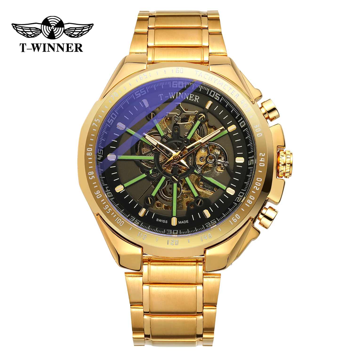 
 Лидер продаж; Модные T-WINNER класса люкс 2020 водонепроницаемые мужские часы-Скелетон reloj  