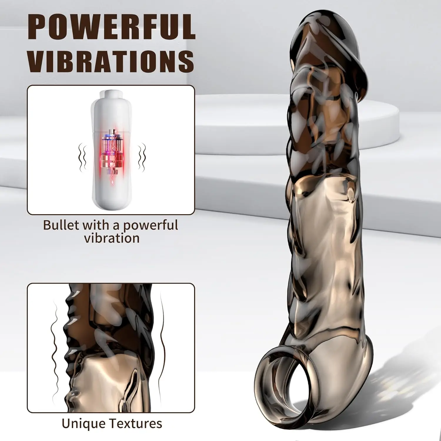 Reusable Tpe Penis Ring Delay Ejaculation Vibrating Ring Penis Extended Male Cock Penis Enlargement Sleeve for Men Couple