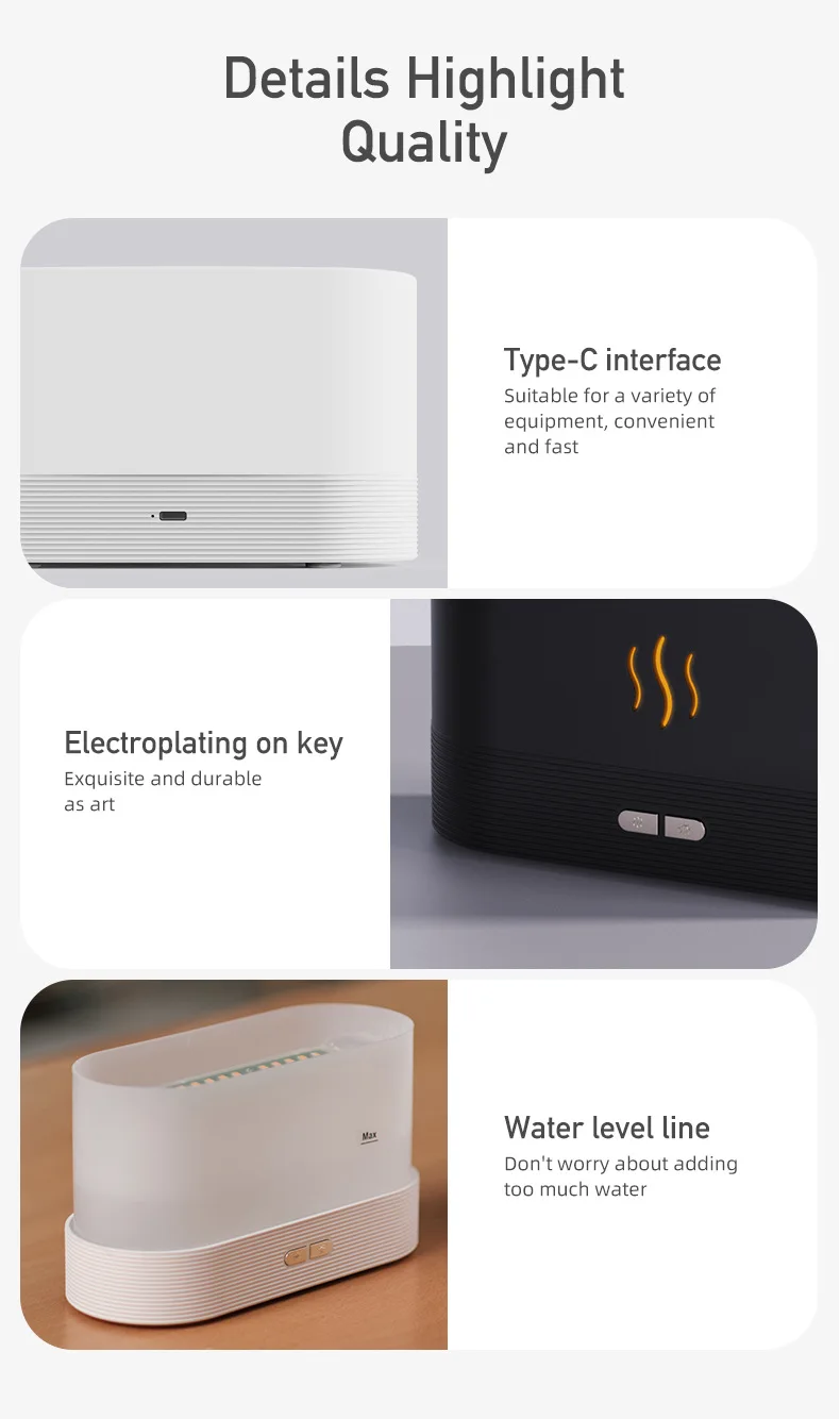 Best Price USB Rechargeable Battery Led Flame Diffuser Portable Essential Oil Air Freshener Humidifier