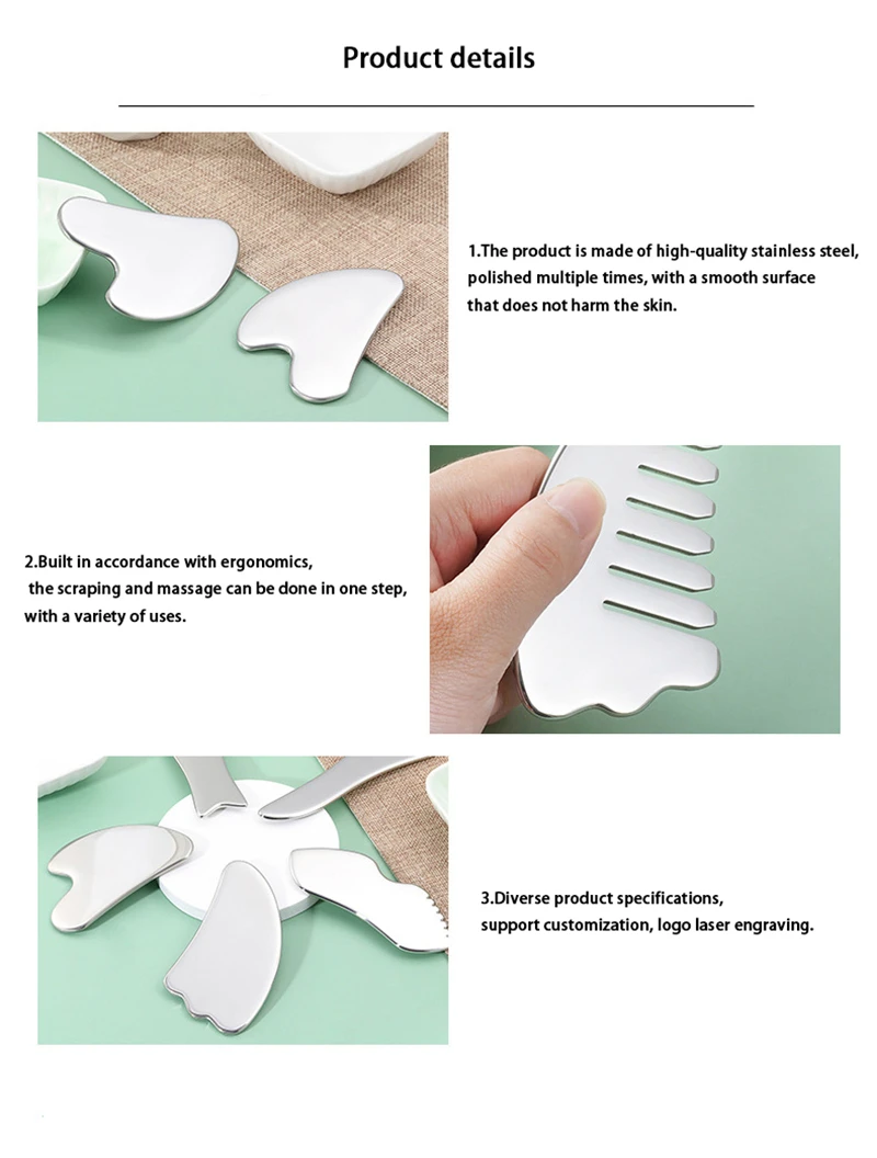 304 Stainless Steel Lipshaped Gua Sha Massager Healthcare Body Metal Scraping Board Stainless