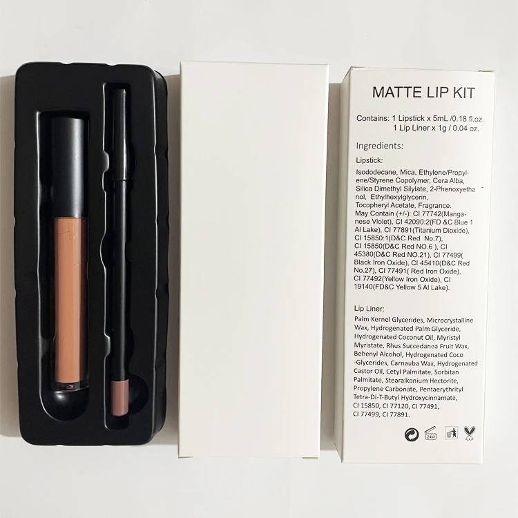 ZHENHAI Custom LOGO Longlasting Waterproof Matte Liquid Lipstick and Lipliner Kit Lip Glaze Set