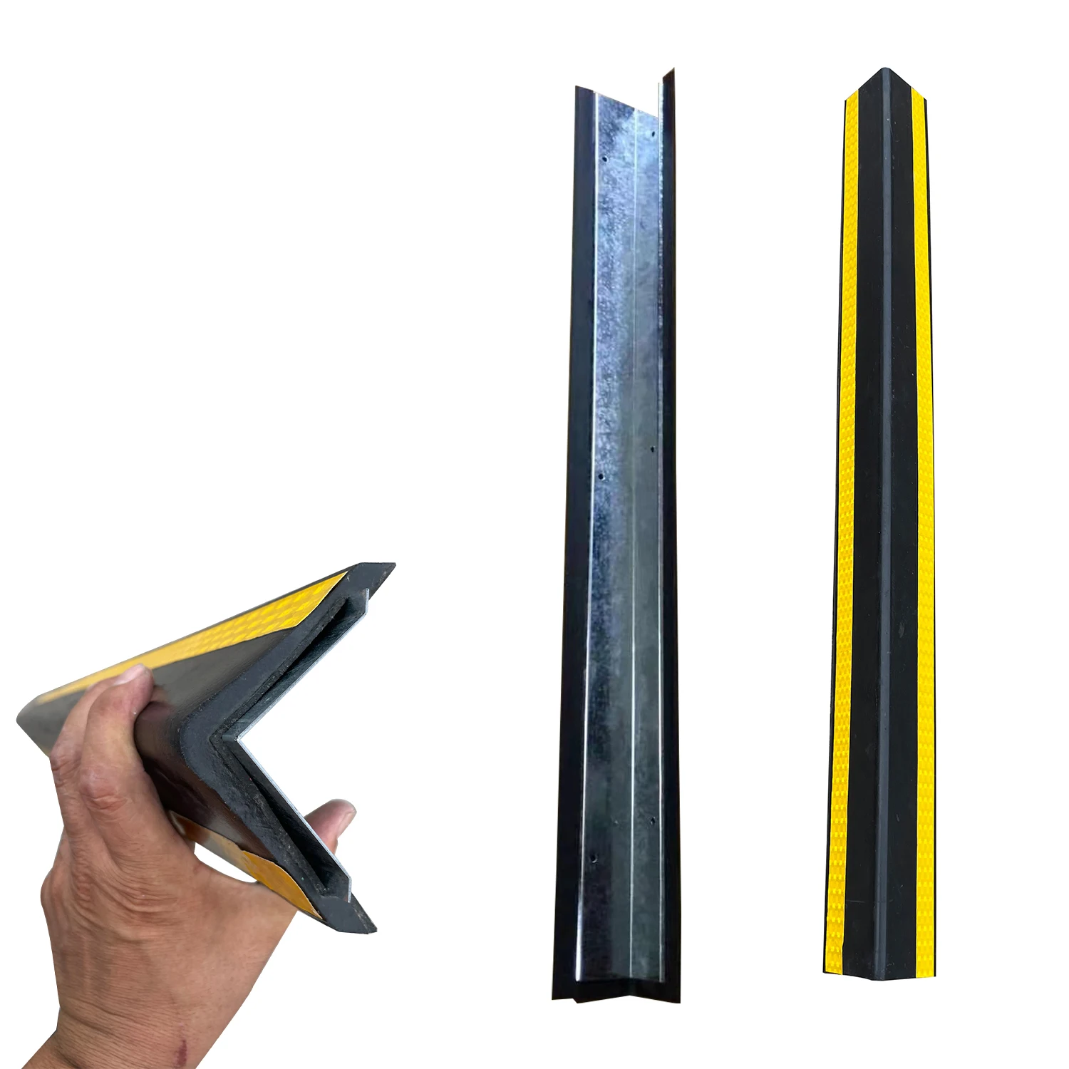 Hot Sale 1000*100*10mm Rubber Corner Guard Wall Garage Corner with Iron Edge Safety Protector for Roadways