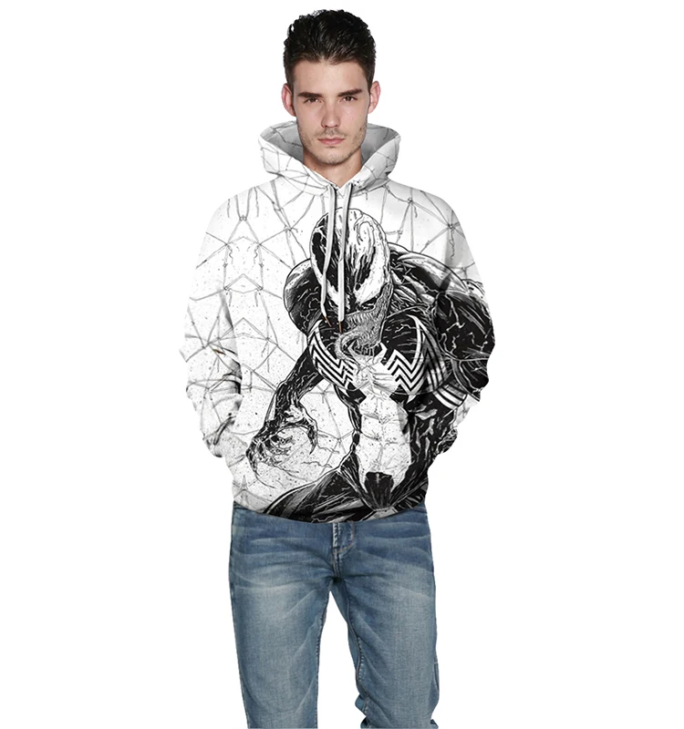 White Venom Sublimation Print Hooded 
