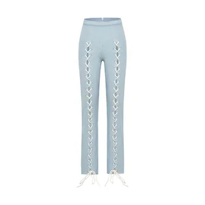 2026 New Women's Clothing Personality String Tassel Elastic Sexy Fashion Baggy Wide Leg Cotton Pants