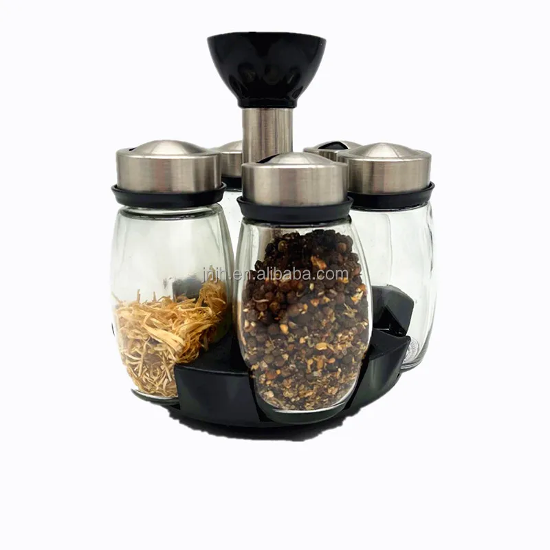 6 Pieces Set Revolving Spice Rack Rotating Herb and Spice Countertop Spice Organizer