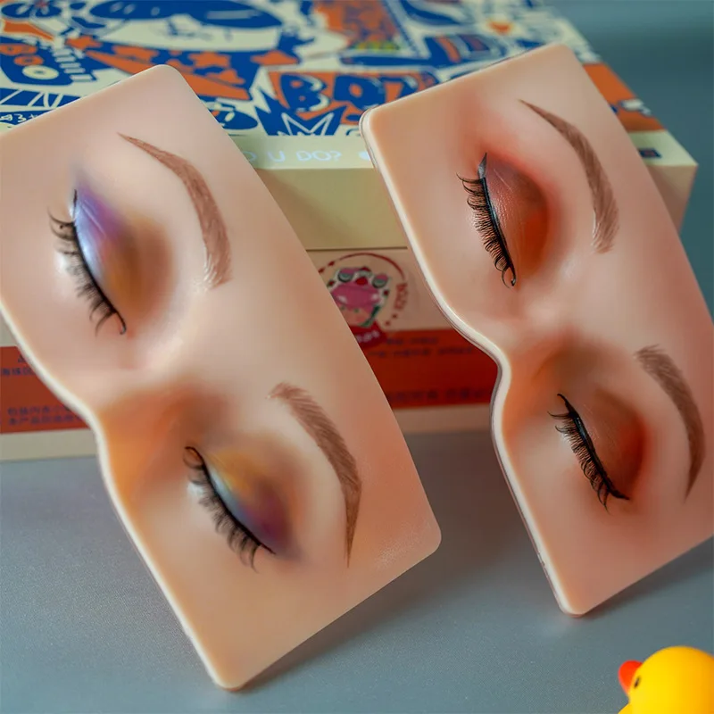 Practicing Makeup Kit Silicone Practice Face Eyeshadow Eyelash Beginners Makeup Training Reusable Practicing Makeup Board