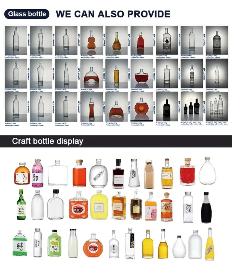 China Cheap Custom Logo Empty Clear Mini Blue Liquor Glass Bottles 50ml 60ml 100ml 500ml 750ml Glass Liquor Bottles