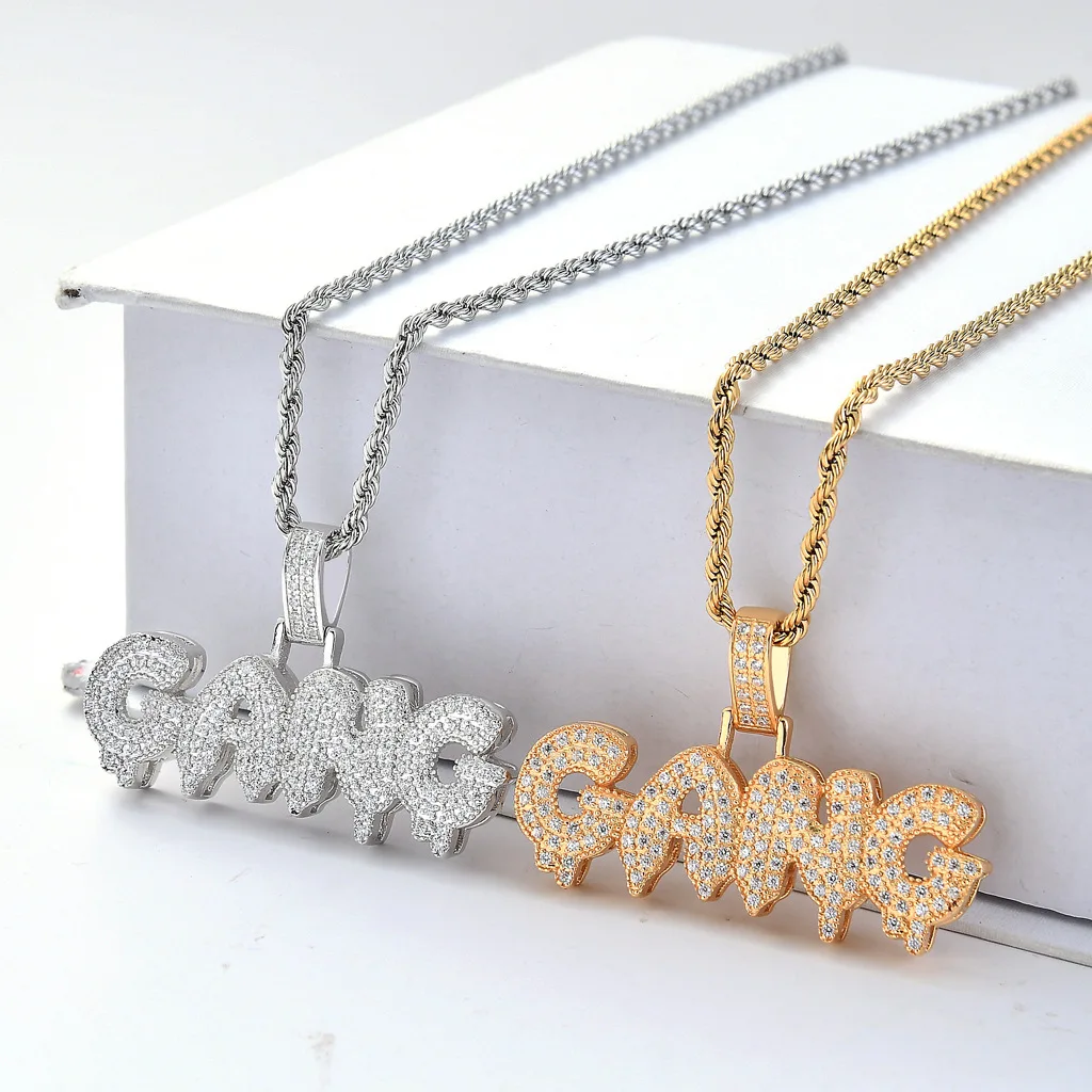Gang Letter Hip Hop Pendant Inlaid 