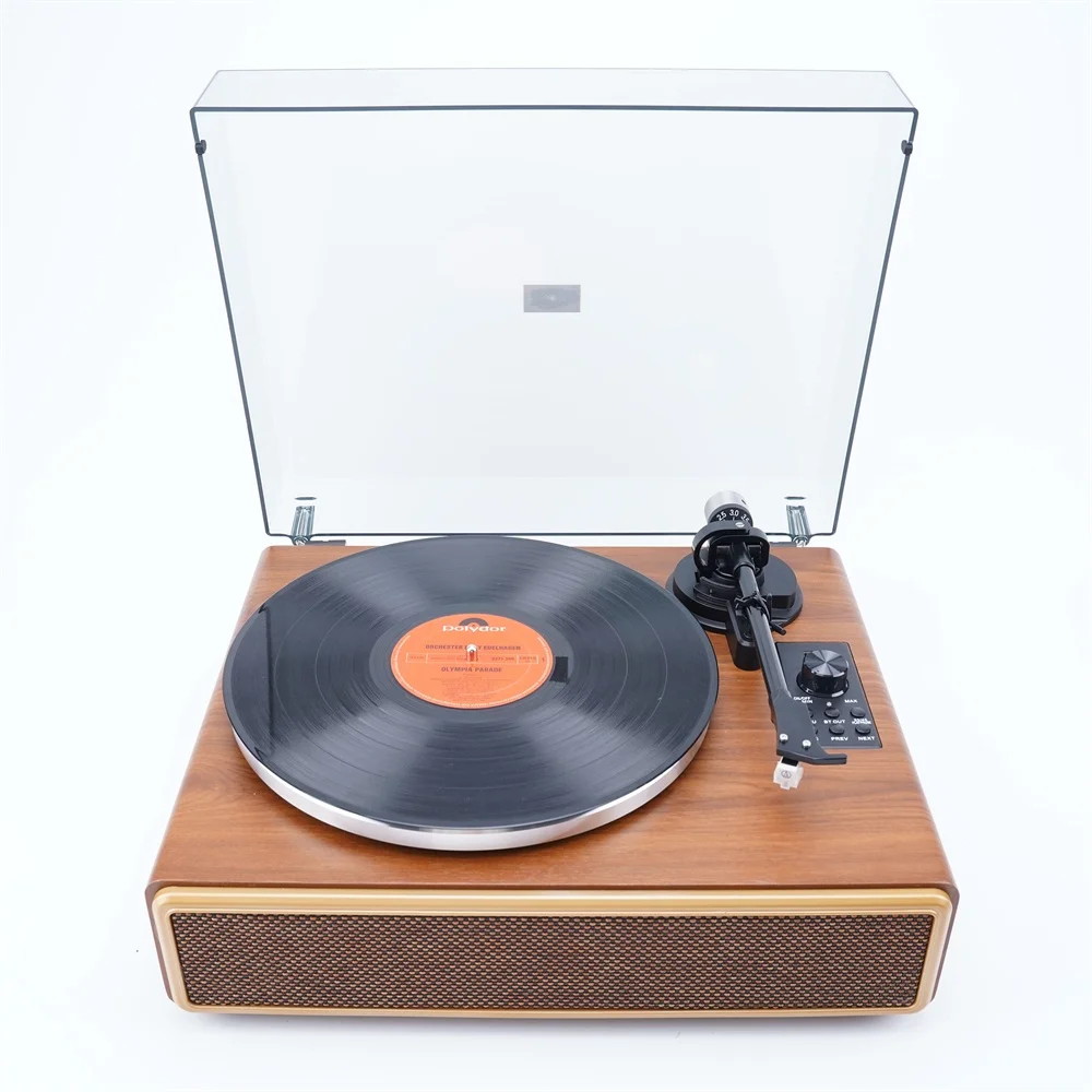 2 Speeds Bluetooth Turntable Vinyl Record Player With Replaceable