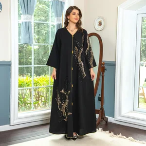 AB309  Ramadan Luxurious Islamic Elegant Abaya Dubai  Abayas for Girls Wholesale Islamic Muslim EID