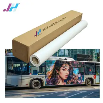 High quality wholesale glossy matte Eco Solvent printable white PVC Self Adhesive Vinyl roll sticker material factory for bus