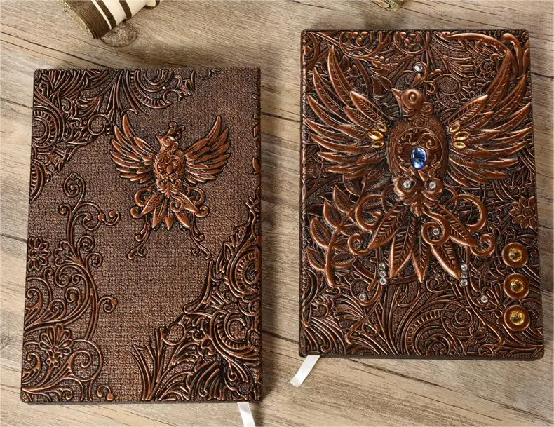 Wholesale new European style retro relief notebook PU notebooks travel diaries 3D touch book