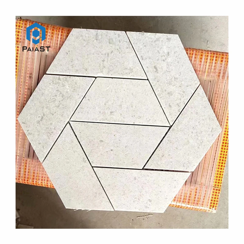 Tegula ventili forma, hexagona, 3″, alba, Norvegiae rosa, musiva ad artes