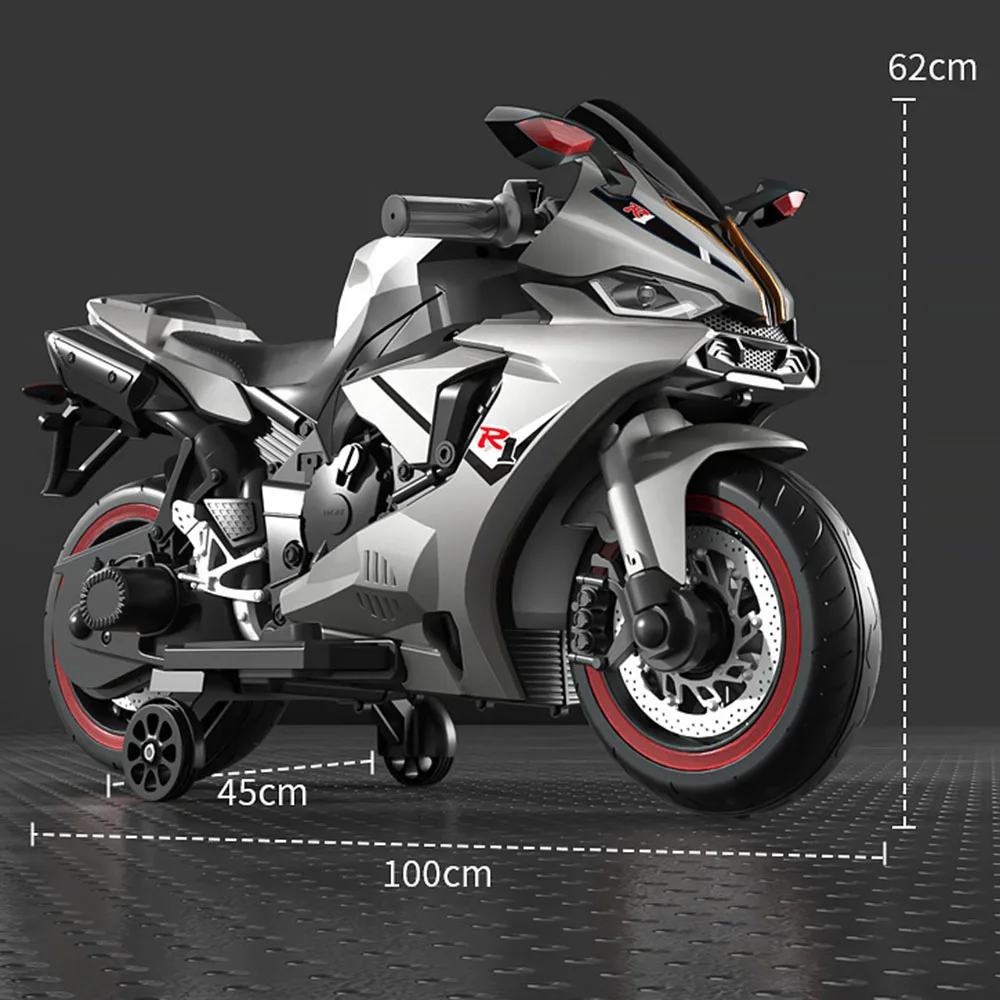 New Model Children's Electric Motorcycle Car Early Education Remote Control Rechargeable Fashion Retro Single/Dual Drive Metal