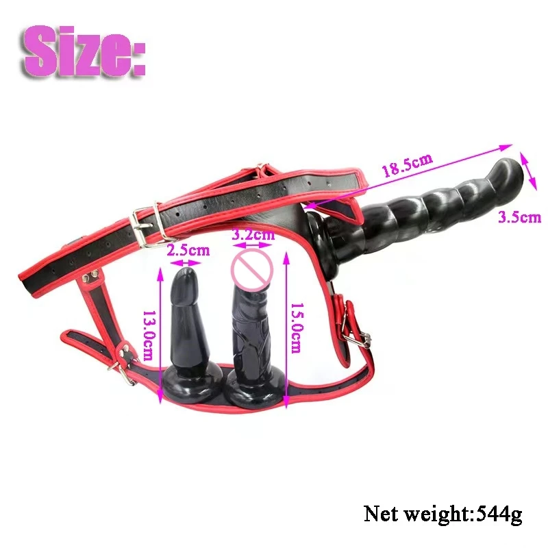 Trousers with Adjustable Strap on Dildo Set Realistic Harness Dildos in 2 3 Sizes Hard Double Head Power Pants Lesbian Sex Toys