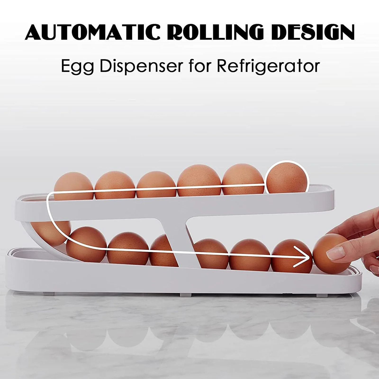Egg Holder Automatic Rolling Egg Storage Container 2 Tier Dispenser