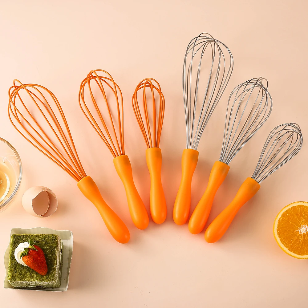 silicone egg mixer egg beater manual self turning wooden handle