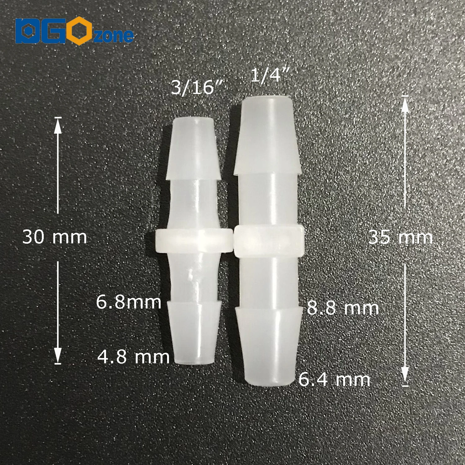 Plastic Ozone Resistance Pvdf Equal Coupling Barb Fitting 3/16