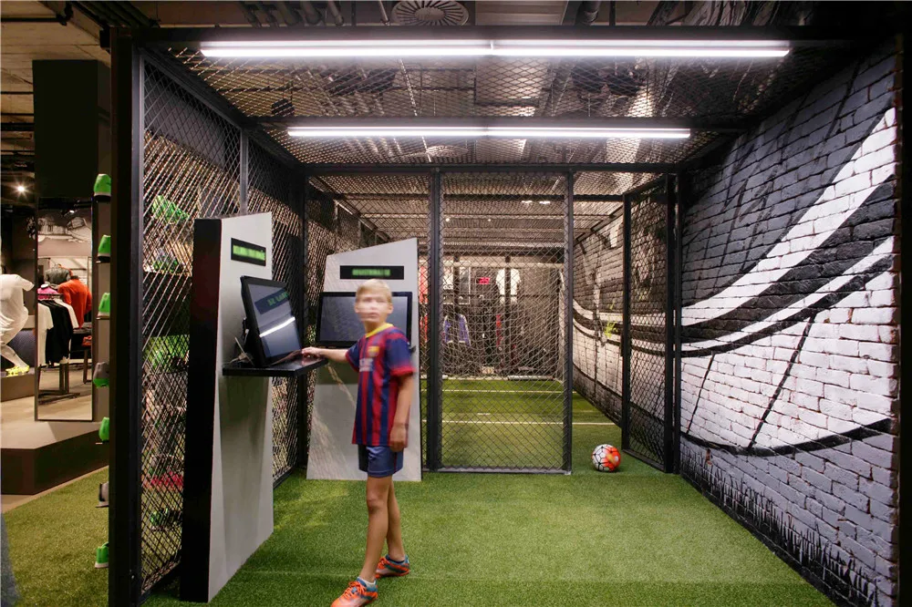 Modern Industrial Design Style Custom Commercial Sport Sneaker Wall Display Shelves for Sportswear Shop Interior Fixtures