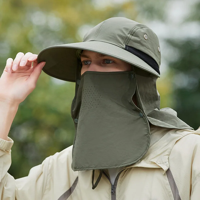 Outdoor Sun Fishing Hat for Men Women Wide Brim Hat With Detachable Face Cover & Neck Flap Camping Hiking Hat