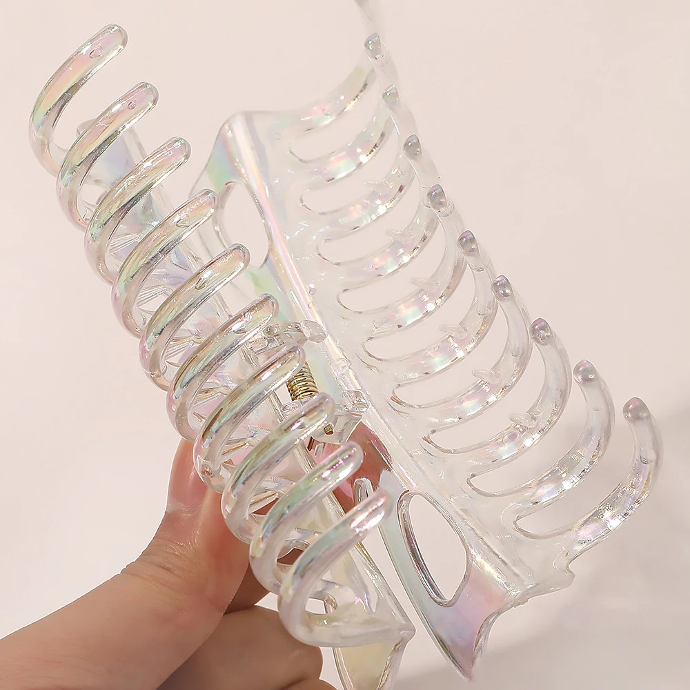 Korean Variety Styles Transparent Hair Claw Ladies Big Resin Hair Claw Clips Solid Color Shark Hair Clip for Girls