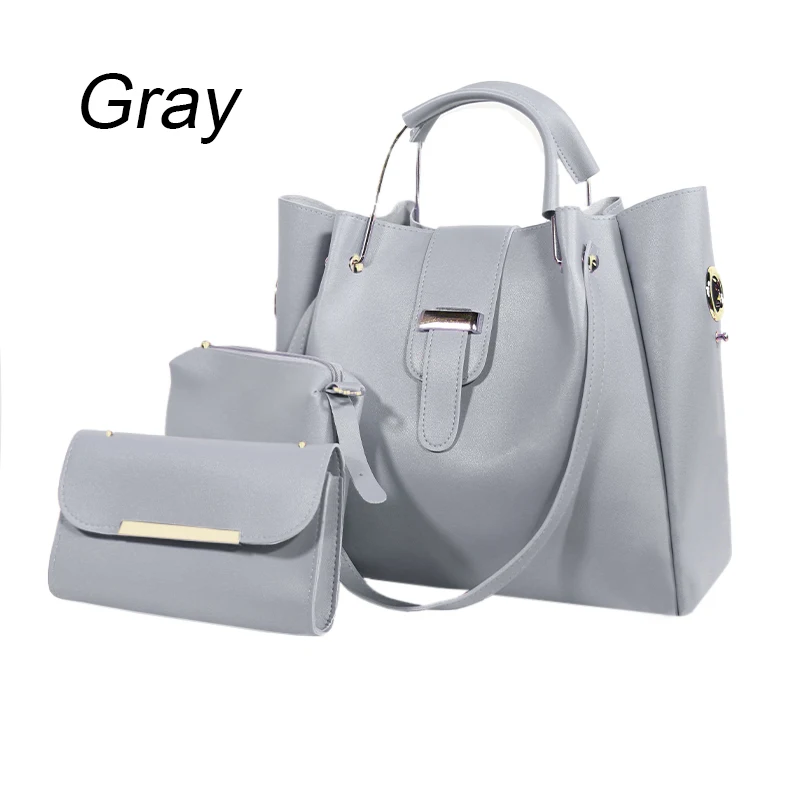 Fashion 3pcs/set Ladies Luxury Pu Leather Handbags Shoulder Bag Hot Sale  Women Cheap Pu Purse Handbags