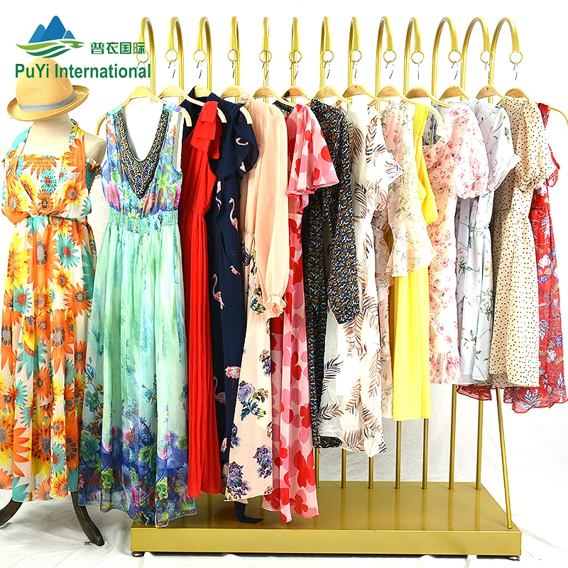 ladies dress wholesale market UK Summer Premium Women's Silk Dress Wholesale Price Floral Printed Ladies  Dresses Second Hand Clothes Bale for Canada| Alibaba.com