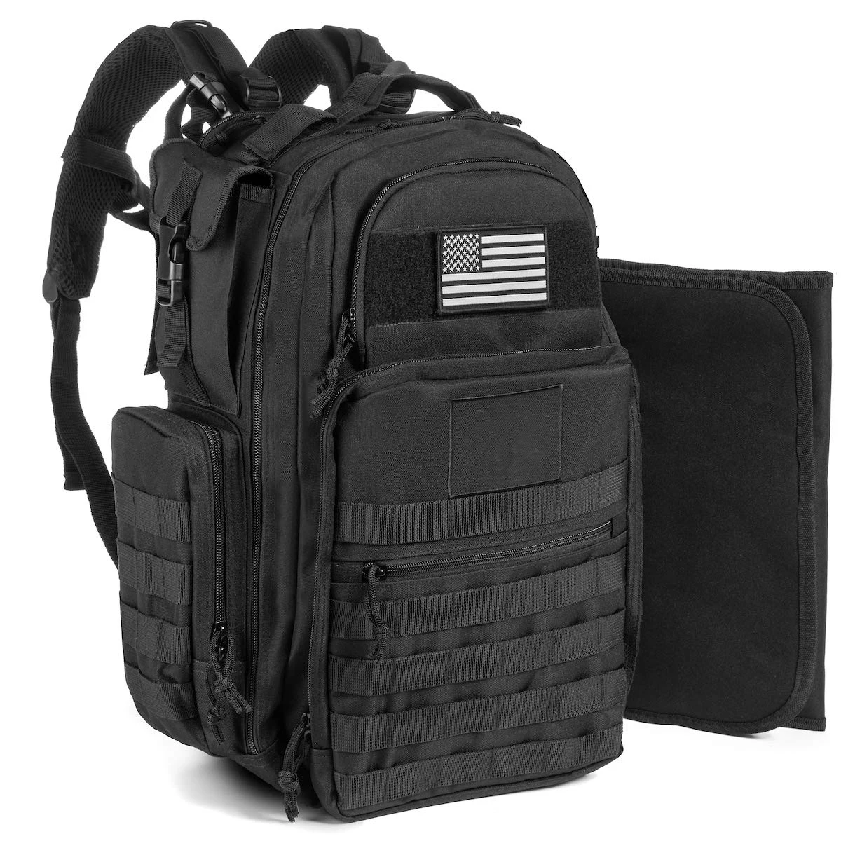 tactical daddy diaper bag black multi function 3pcs baby nappy diaper changing bags set mat 3
