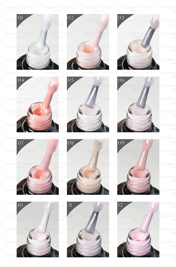 product vinimay nails supplies natural pink nude gel polish set 12 colors 2 in 1 rubber base gel nail polish pink light gel color set-10