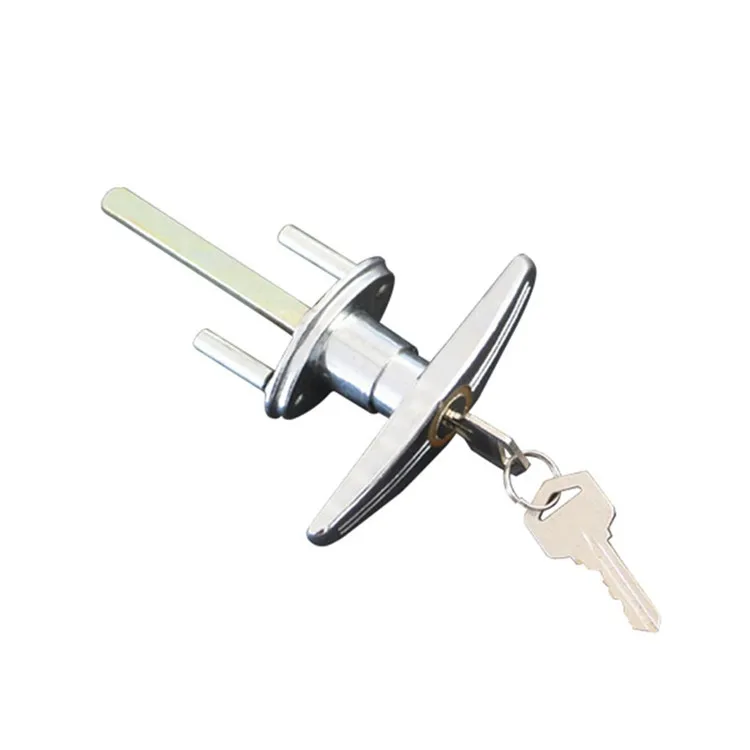 Akozon T-Handle Door Lock Latch Rear Fixing T Handle Lock Tool Box Garage Door Lock with 2 Keys for Trailer Caravan Canopy Black 