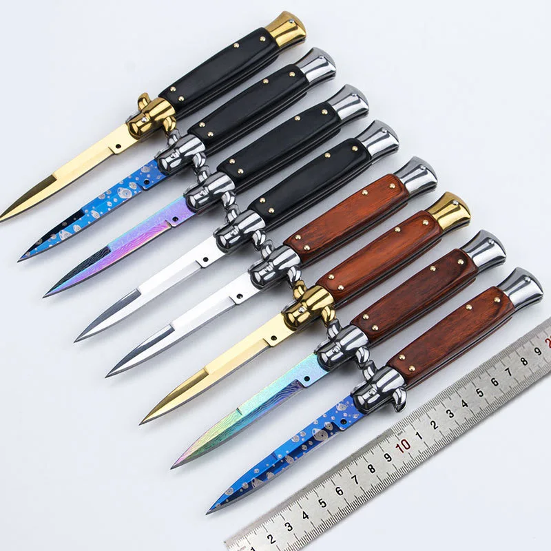 Hongrui Italian Style Single Edge Pocket Knife Stainless Steel Tactical Folding Multi Tools Outdoor Camping Hunting 440 Blade