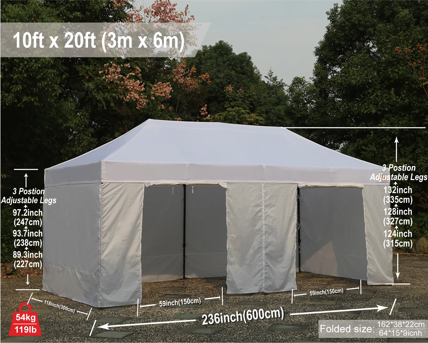 10x20 Custom Tent Pop Up Canopy Tent 10x20 Carport Waterproof Outdoor Party Tent with Removable Walls and Wheeled Bag