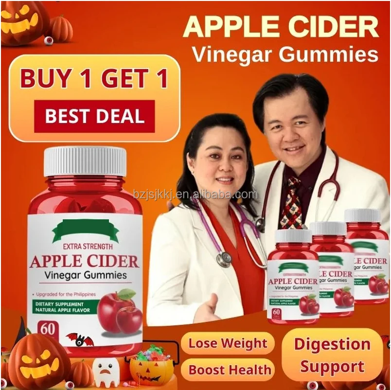 60pcs Apple Cider Vinegar Gummies Private Label Slimming Apple Cider Vinegar Gummy Vitamins Healthcare Supplement