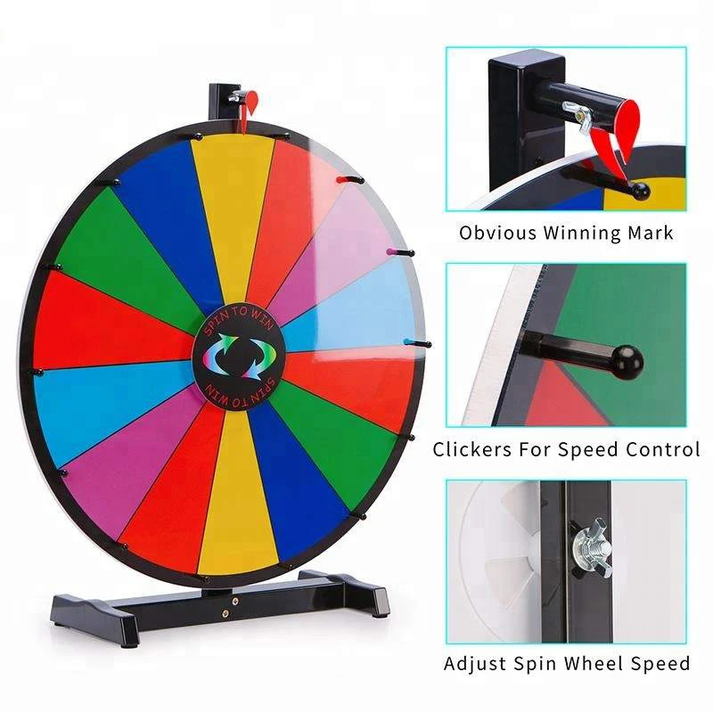 Custom Logo Durable PVC Spinning Prize Wheel Portable Tabletop Indoor Outdoor Usage With US Plug Printed Method
