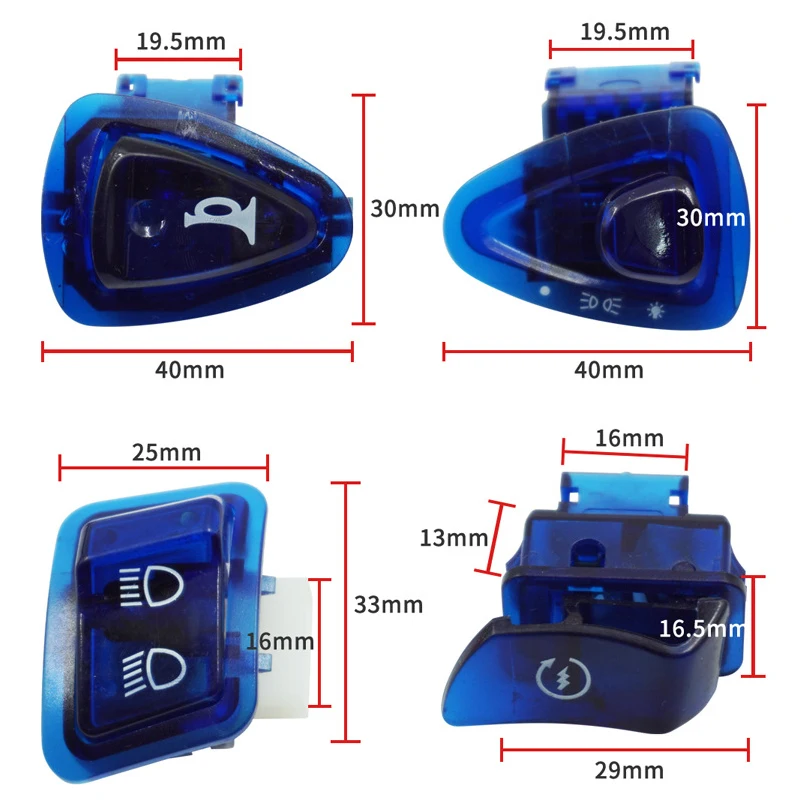 Motorcycle Switches Button Headlight Fog Light Horn Turn Signal Blinker High Low Beam Electric Start Kill Buttons