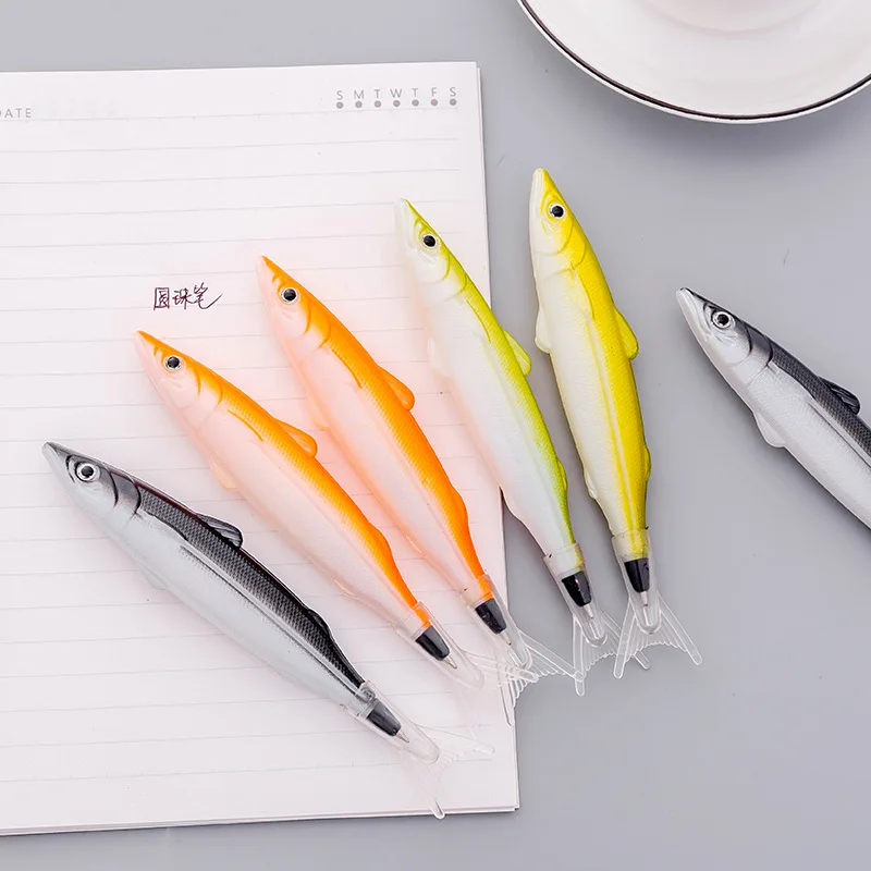 Set 6 Penne A Sfera A Forma Di Pesce Salato - Punta 0.5 Mm, Inchiostro Nero, Per Bambini E Scuola - 2