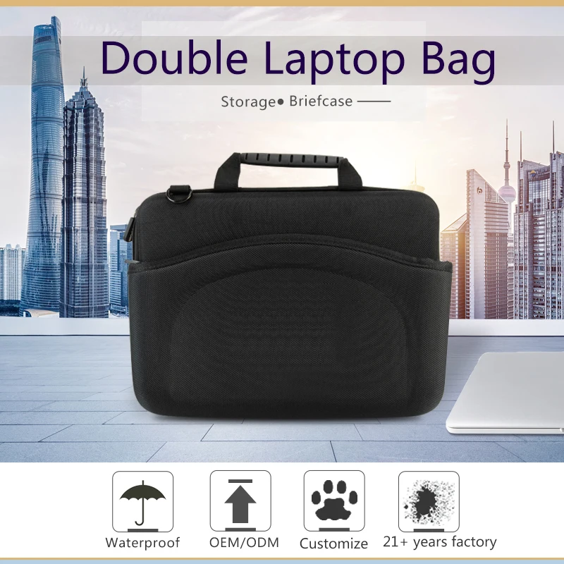 Custom 17 Inch Soft Computer Briefcase Durable Laptop Handbag Travel Laptop Bag With Front Pocket details