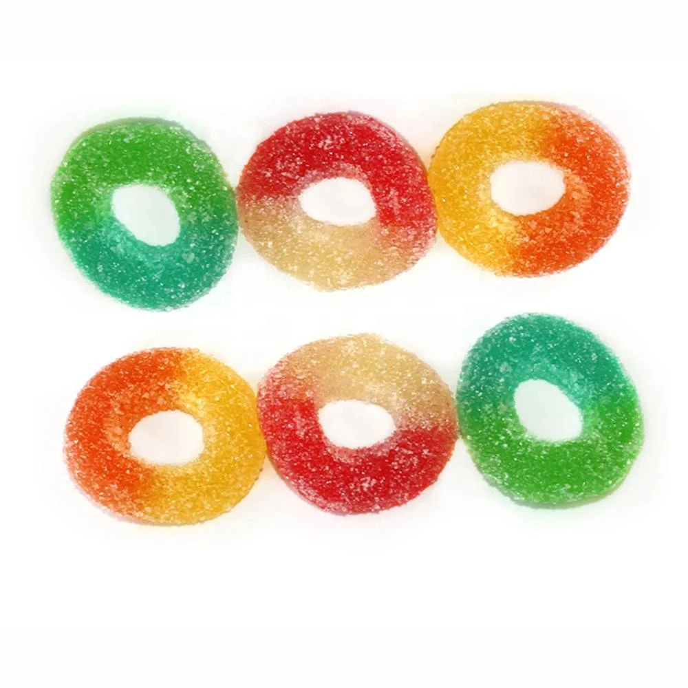 Mixed Color Soft Peach Flavored Ring Shaped Gummy Candy